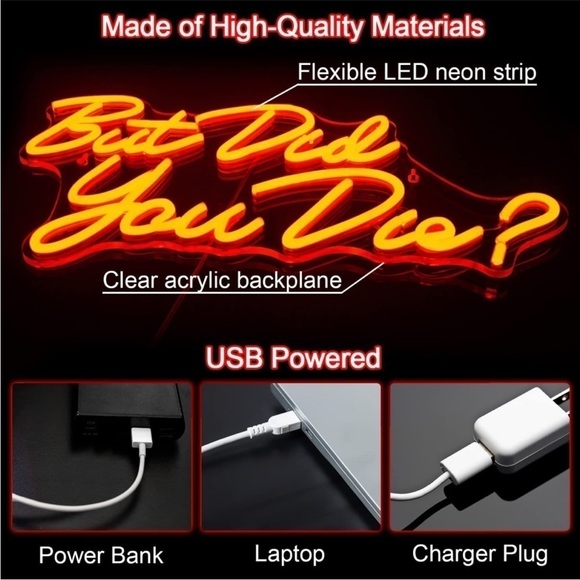 But Did You Die Red Neon Light LED Sign Bathroom Man Cave Gamer Bedroom Decor - Picture 5 of 6